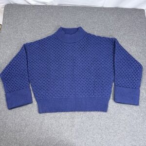 J.Crew Blue Textured Knit Sweater Mock Neck Wool Blend Mens Large